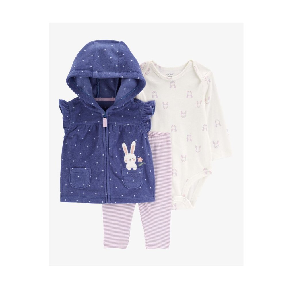 Bunny 12M 3-Piece Bunny Set Vest Pant LS Bodysuit